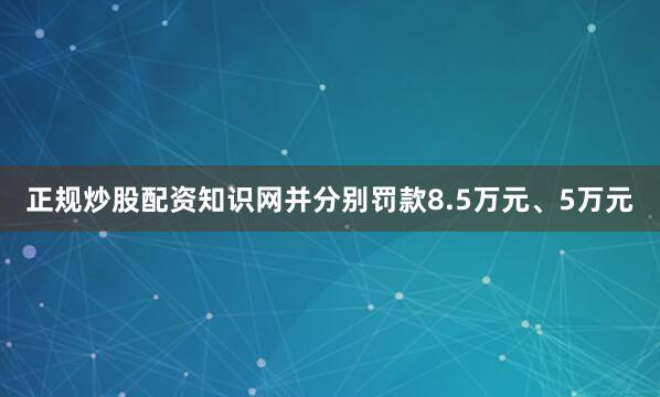 正规炒股配资知识网并分别罚款8.5万元、5万元